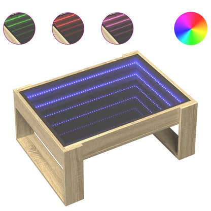 Coffee Table with Infinity LED Sonoma Oak 70x53x30 cm