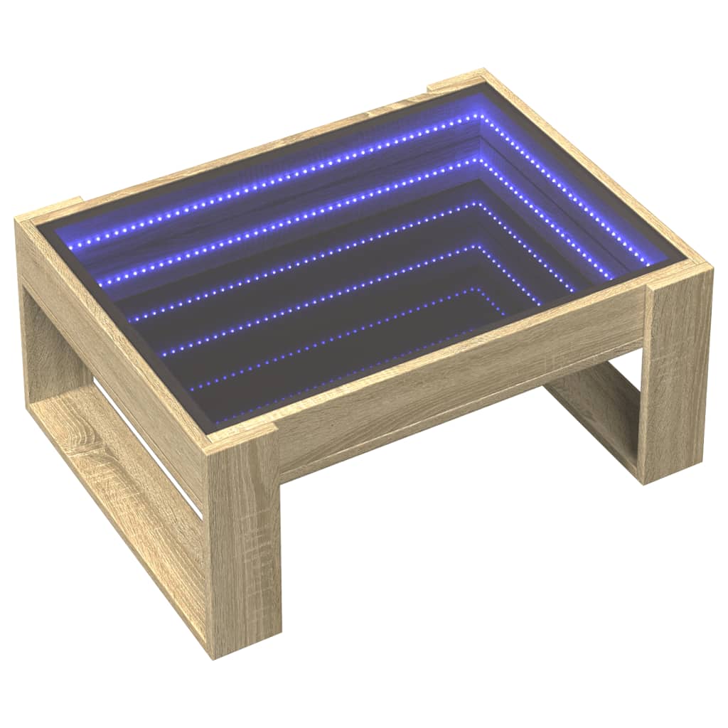 Coffee Table with Infinity LED Sonoma Oak 70x53x30 cm