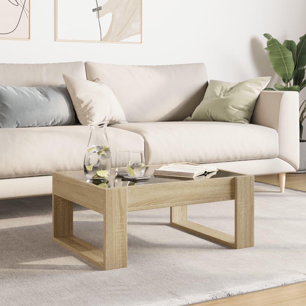 Coffee Table with Infinity LED Sonoma Oak 70x53x30 cm