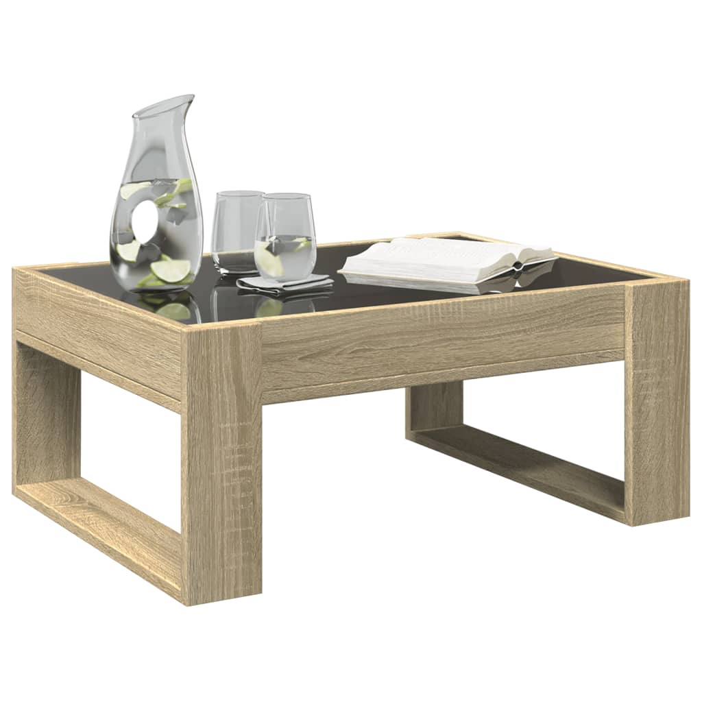 Coffee Table with Infinity LED Sonoma Oak 70x53x30 cm