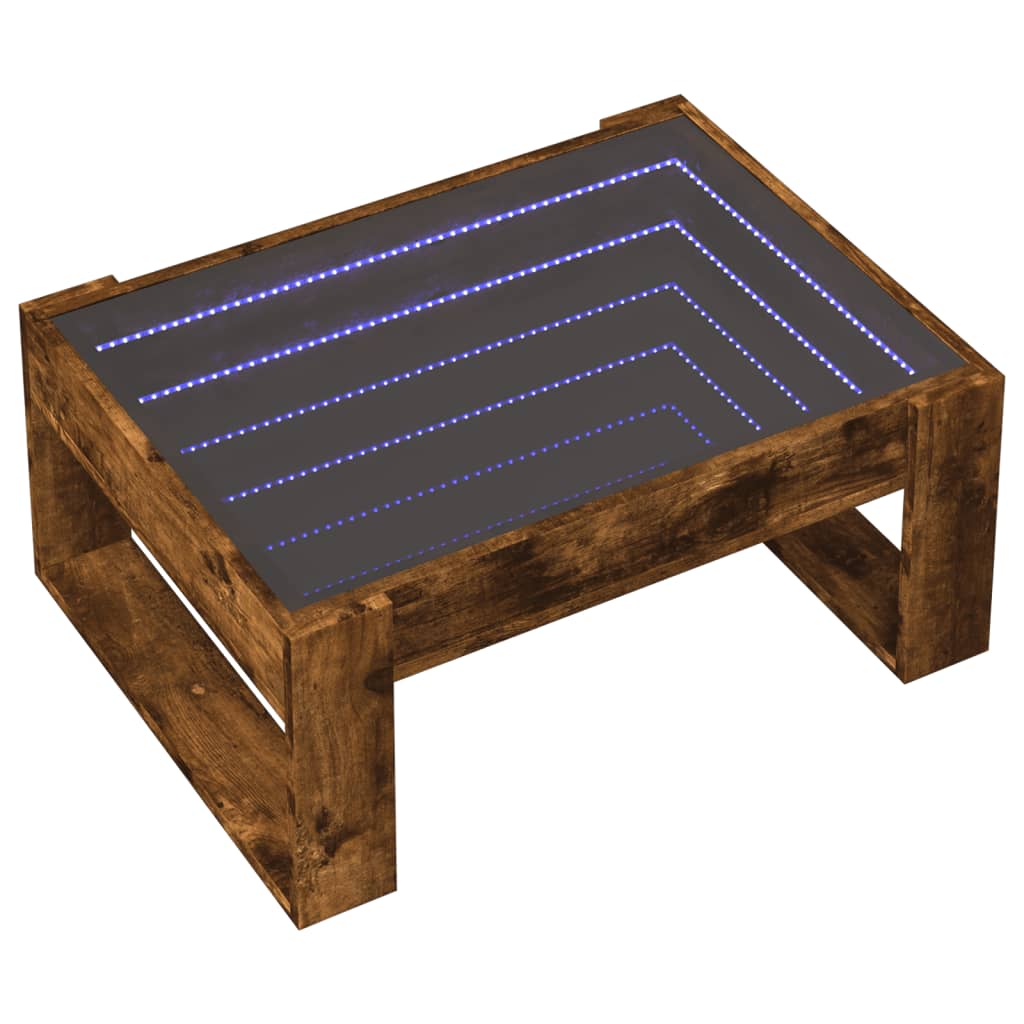 Coffee Table with Infinity LED Smoked Oak 70x53x30 cm