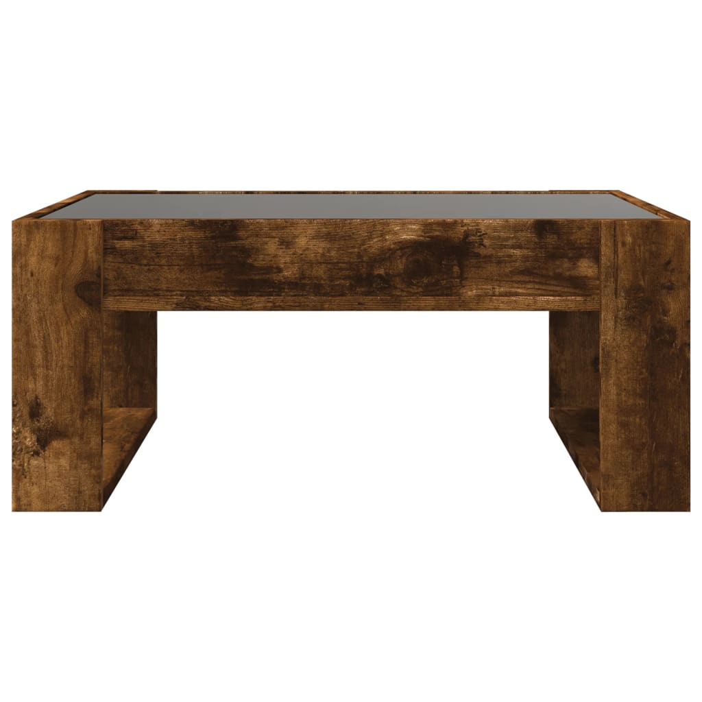 Coffee Table with Infinity LED Smoked Oak 70x53x30 cm