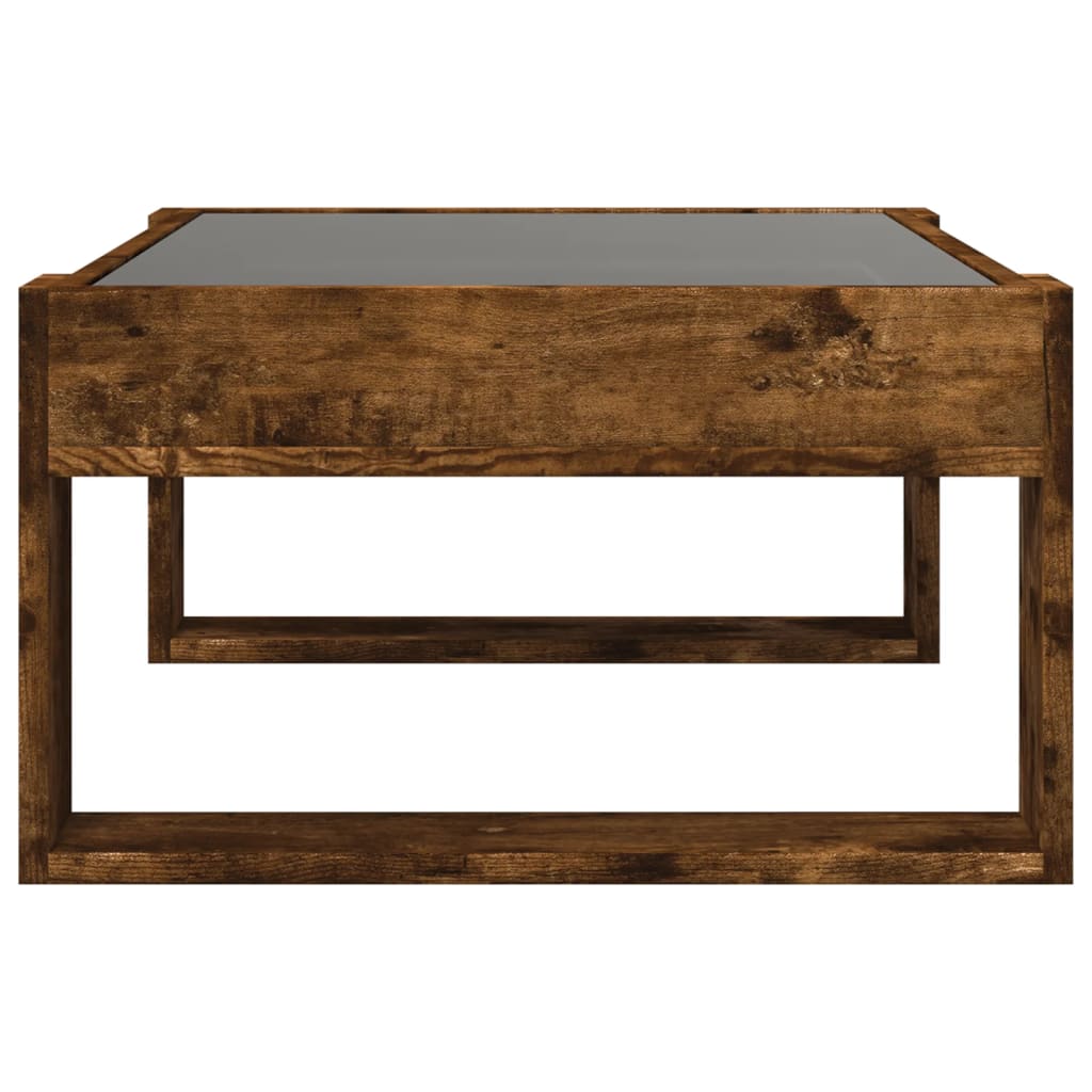 Coffee Table with Infinity LED Smoked Oak 70x53x30 cm