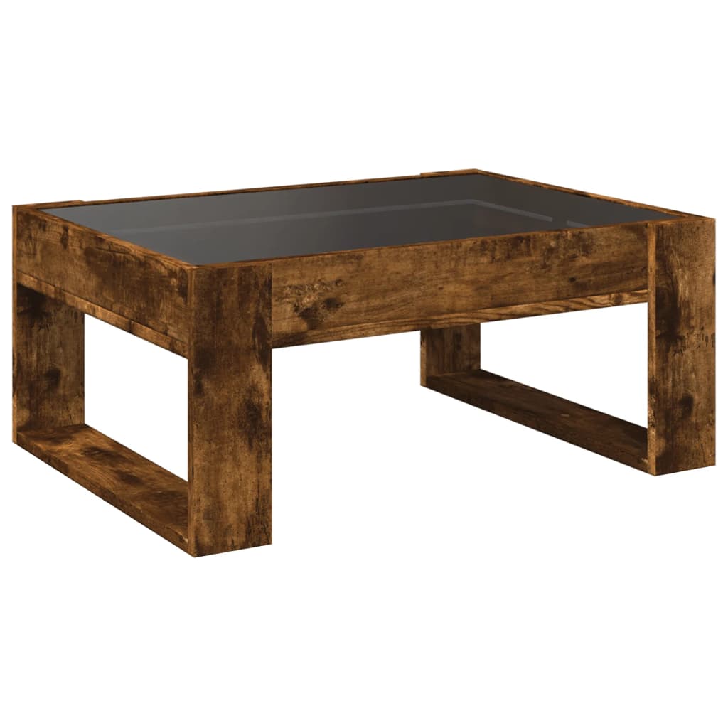 Coffee Table with Infinity LED Smoked Oak 70x53x30 cm