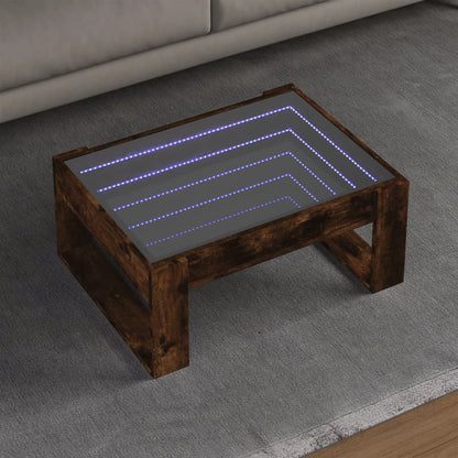 Coffee Table with Infinity LED Smoked Oak 70x53x30 cm