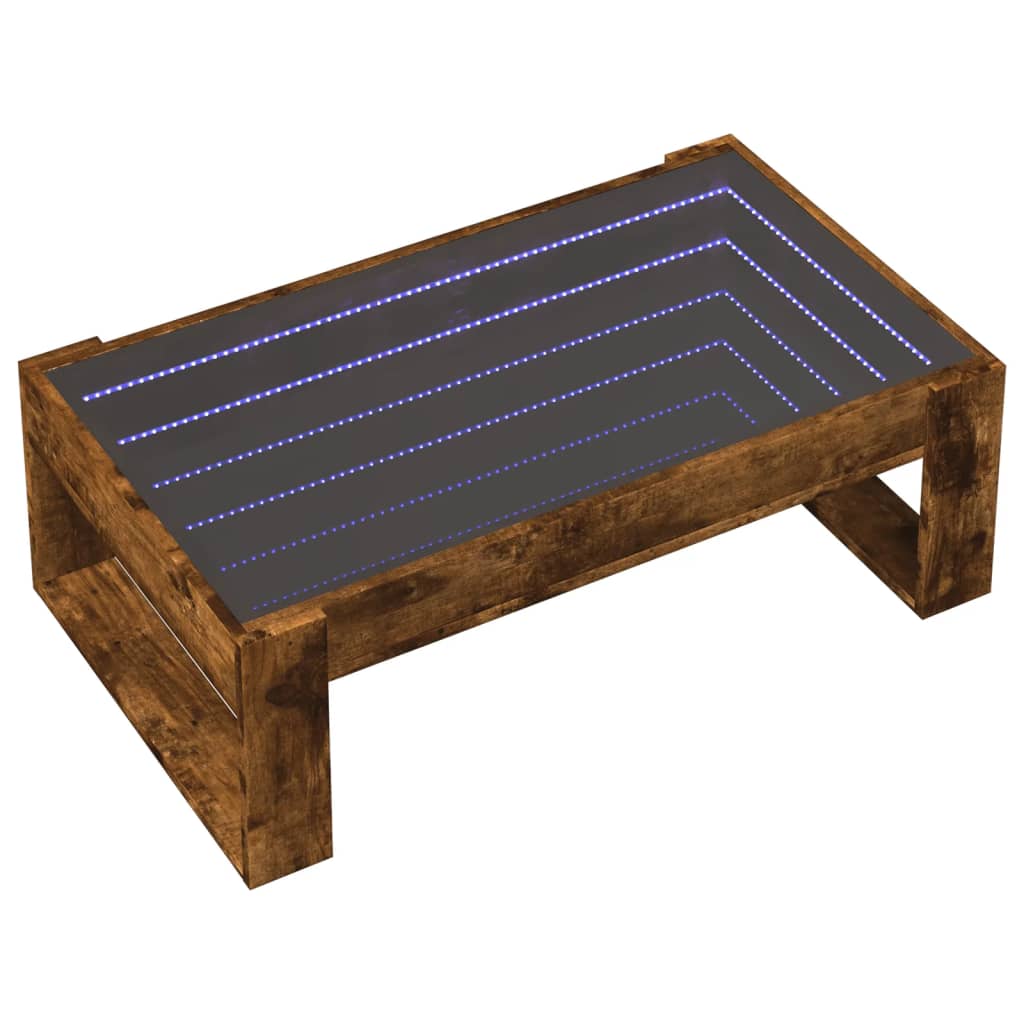 Coffee Table with Infinity LED Smoked Oak 90x53x30 cm