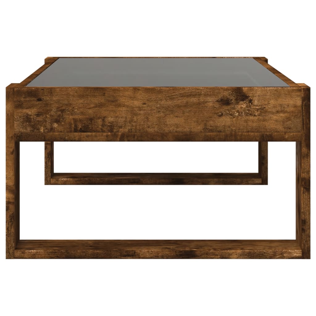 Coffee Table with Infinity LED Smoked Oak 90x53x30 cm