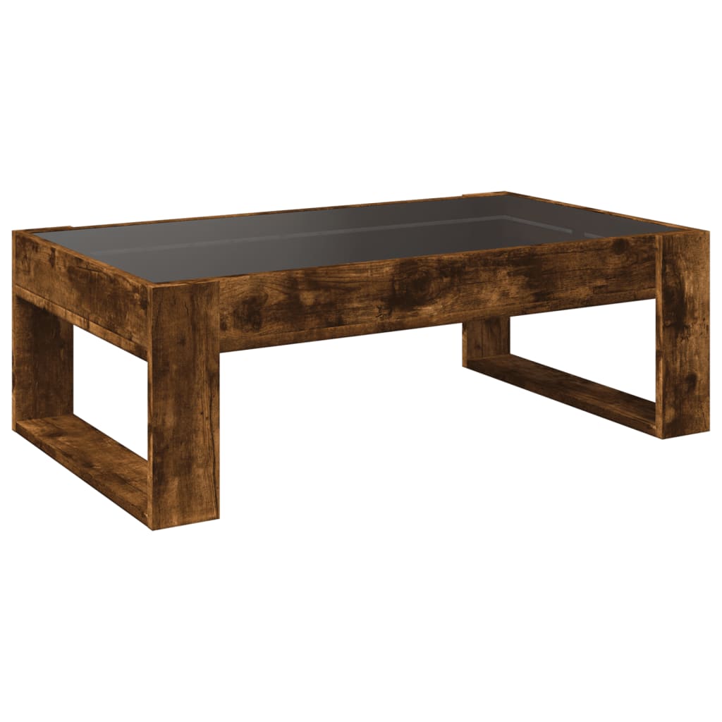 Coffee Table with Infinity LED Smoked Oak 90x53x30 cm