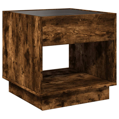 Coffee Table with Infinity LED Smoked Oak 50x50x50 cm