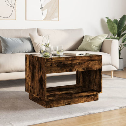 Coffee Table with Infinity LED Smoked Oak 70x50x50 cm