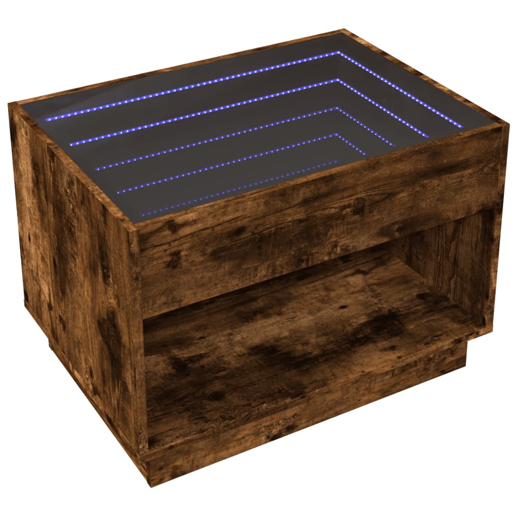 Coffee Table with Infinity LED Smoked Oak 70x50x50 cm