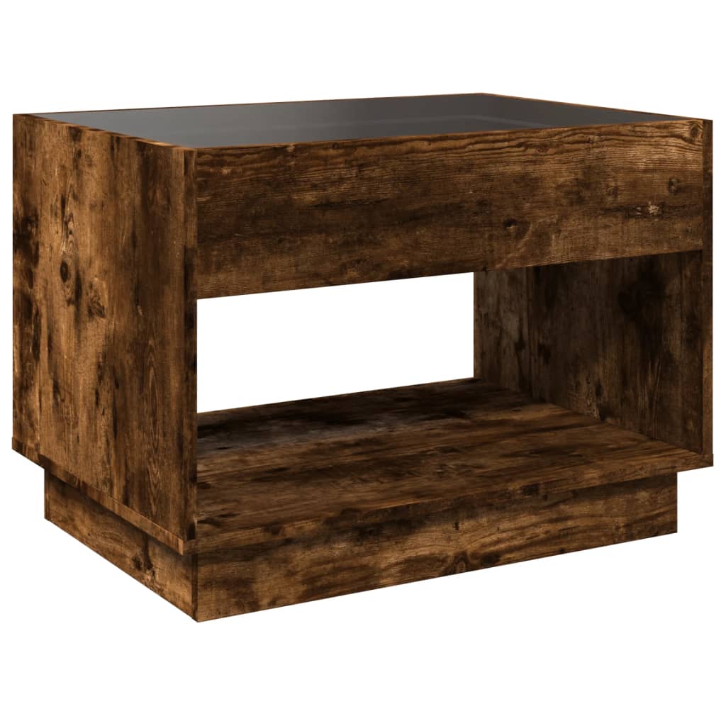 Coffee Table with Infinity LED Smoked Oak 70x50x50 cm