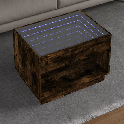 Coffee Table with Infinity LED Smoked Oak 70x50x50 cm