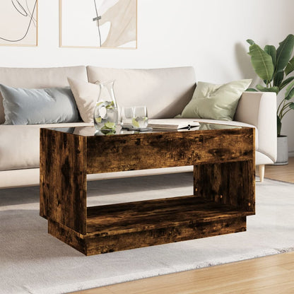 Coffee Table with Infinity LED Smoked Oak 90x50x50 cm