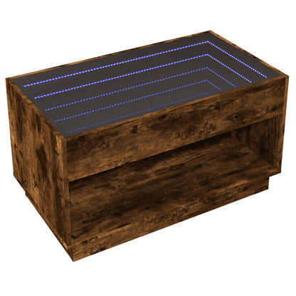 Coffee Table with Infinity LED Smoked Oak 90x50x50 cm