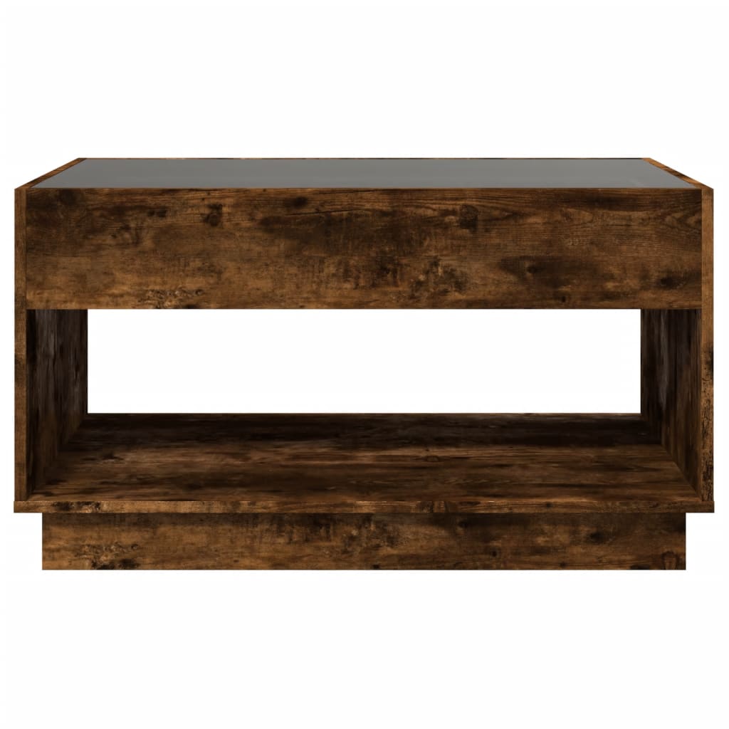 Coffee Table with Infinity LED Smoked Oak 90x50x50 cm