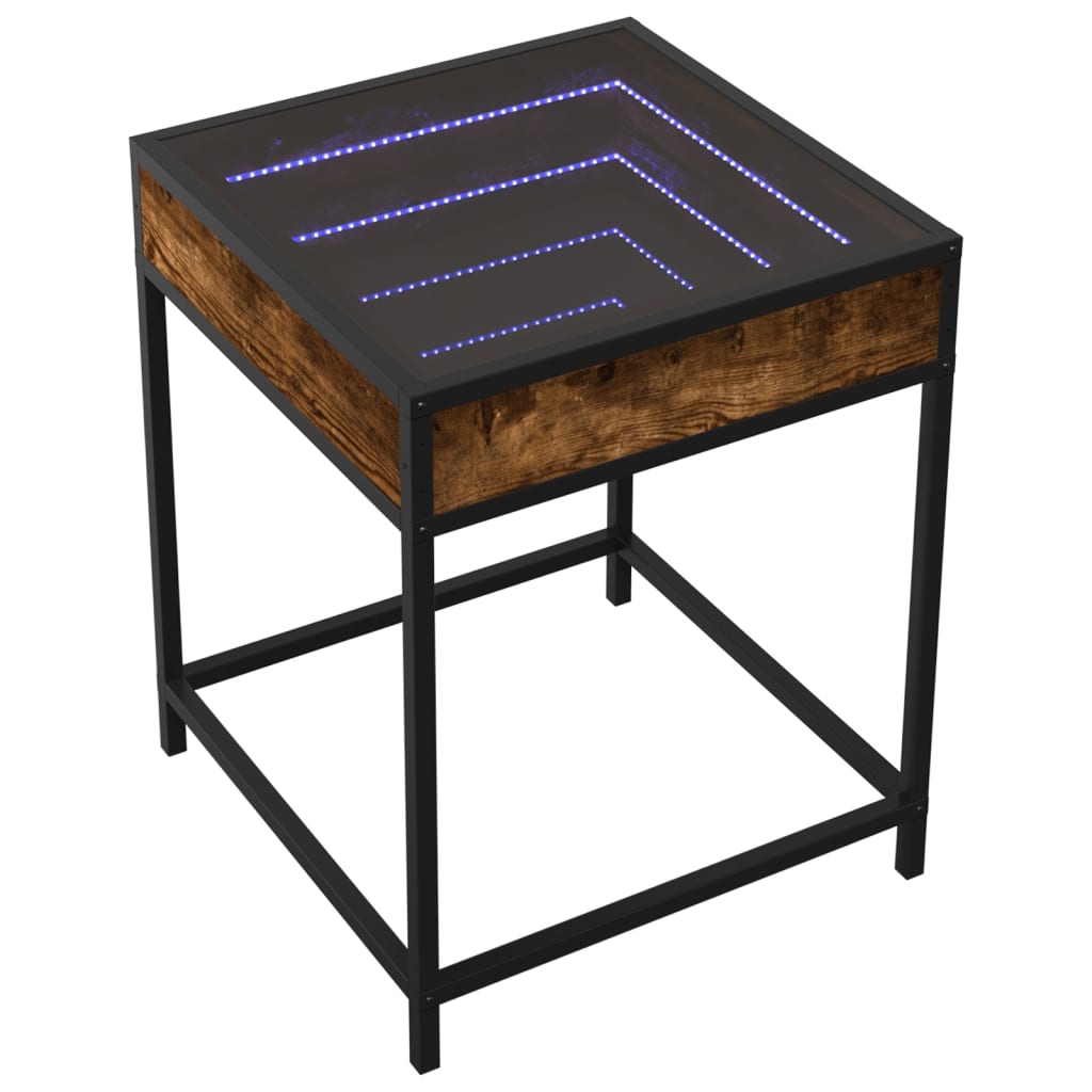 Coffee Table with Infinity LED Smoked Oak 40x40x51 cm