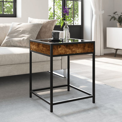 Coffee Table with Infinity LED Smoked Oak 40x40x51 cm