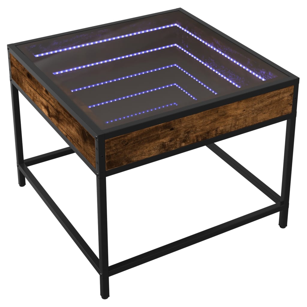 Coffee Table with Infinity LED Smoked Oak 50x50x41 cm