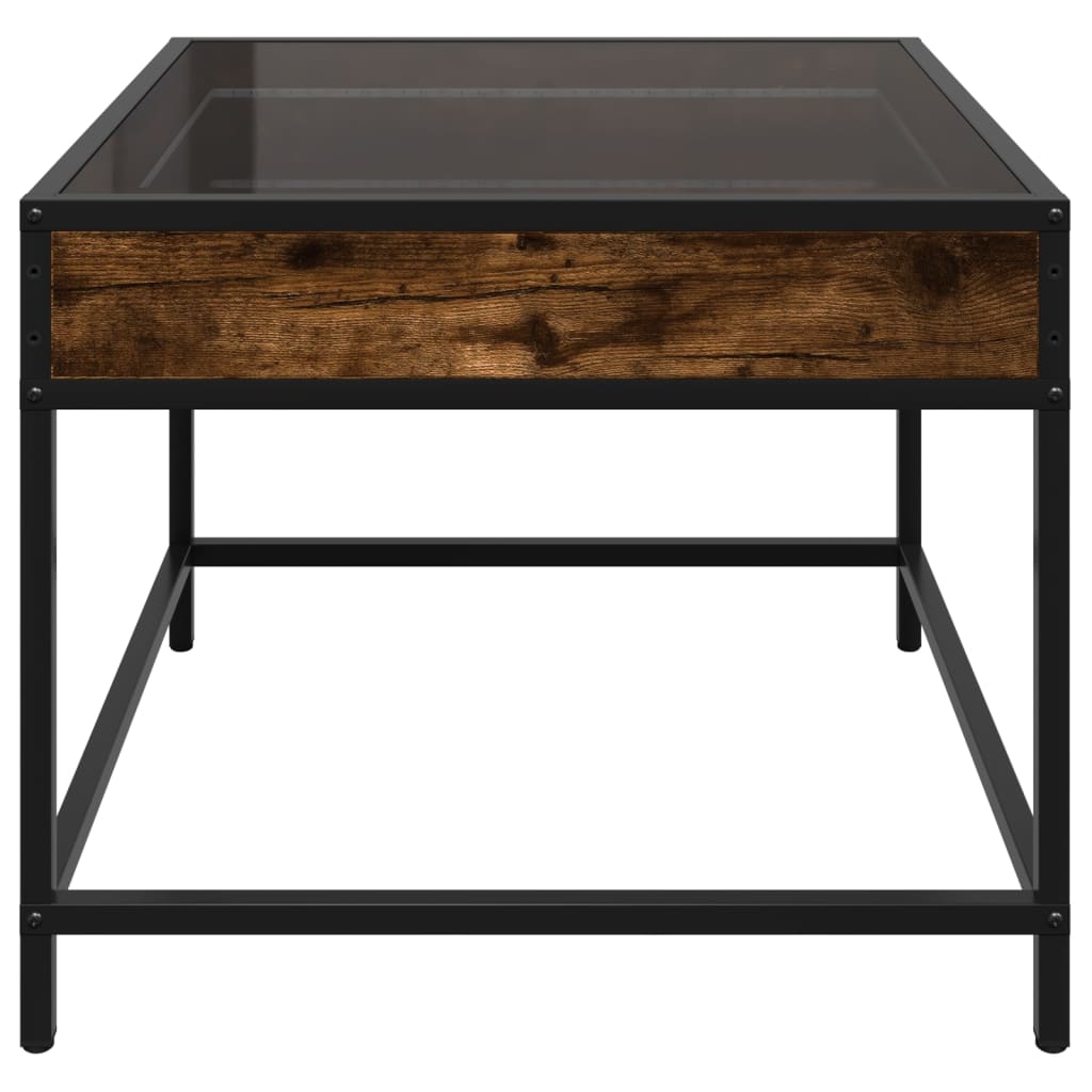 Coffee Table with Infinity LED Smoked Oak 50x50x41 cm