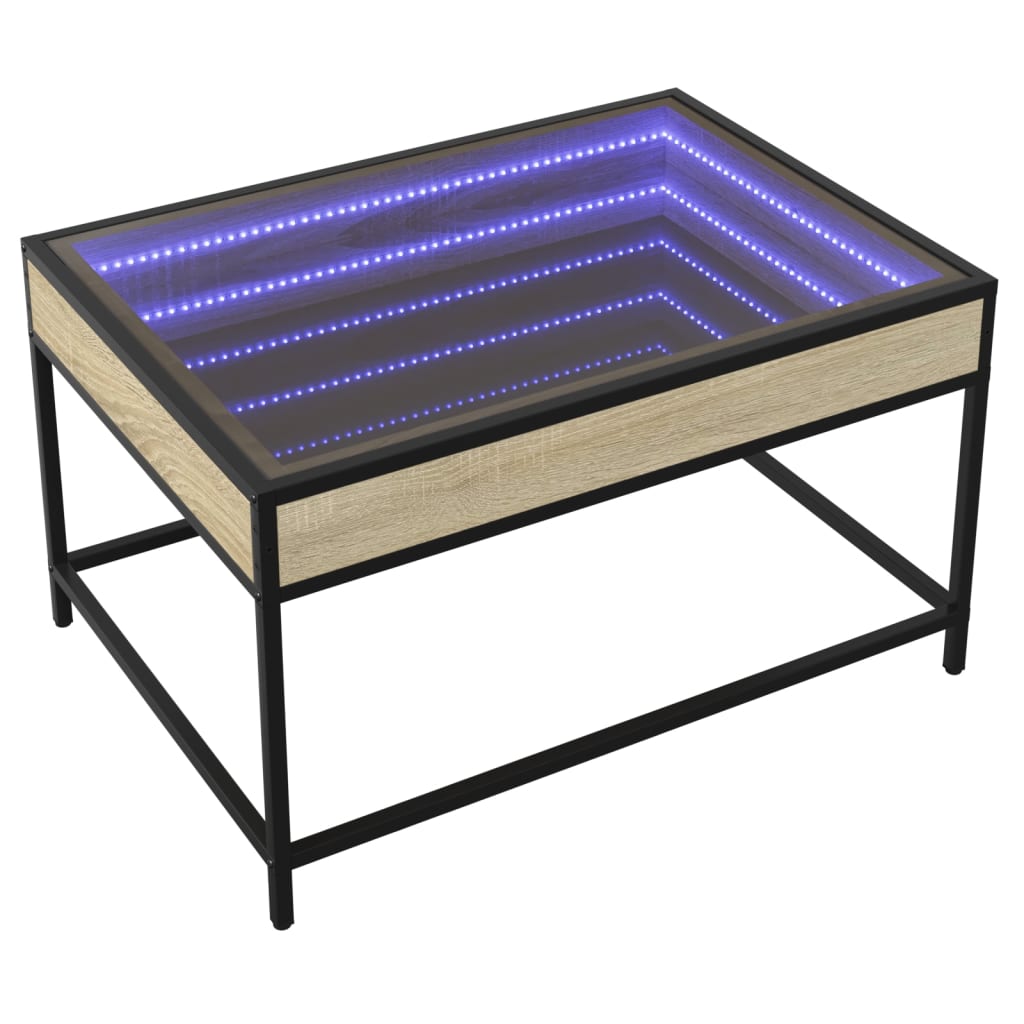 Coffee Table with Infinity LED Sonoma Oak 70x50x41 cm