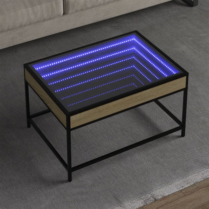 Coffee Table with Infinity LED Sonoma Oak 70x50x41 cm