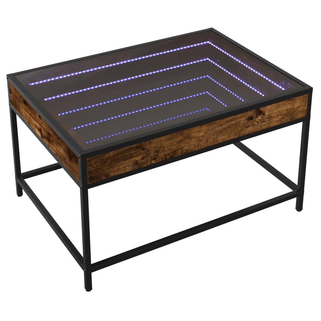 Coffee Table with Infinity LED Smoked Oak 70x50x41 cm