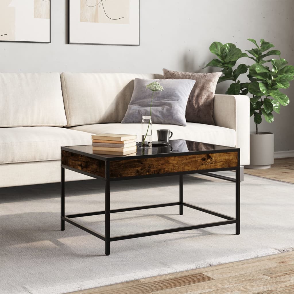 Coffee Table with Infinity LED Smoked Oak 70x50x41 cm