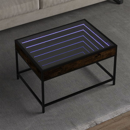 Coffee Table with Infinity LED Smoked Oak 70x50x41 cm