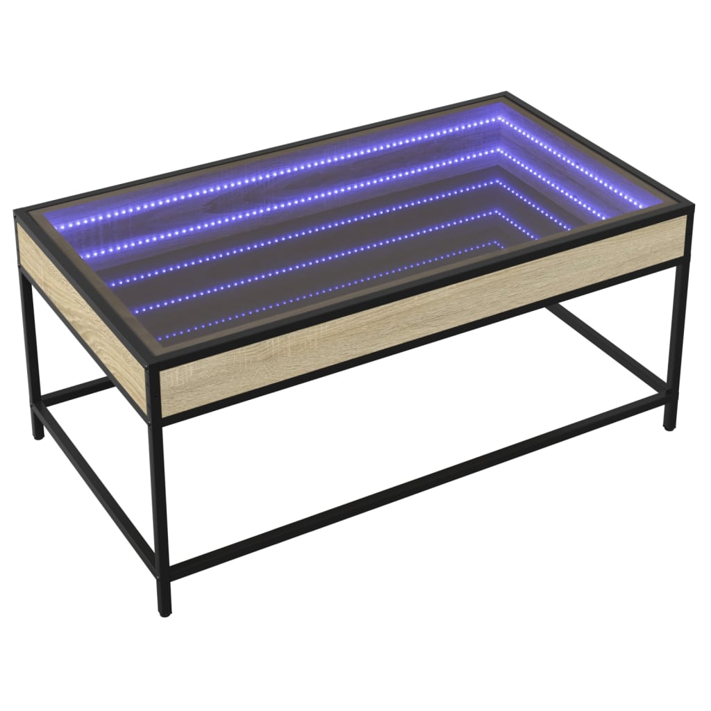 Coffee Table with Infinity LED Sonoma Oak 90x50x41 cm