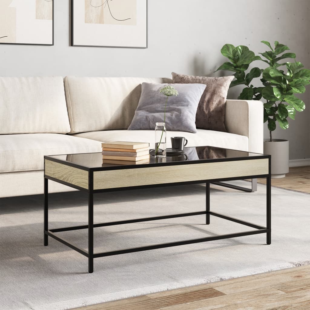 Coffee Table with Infinity LED Sonoma Oak 90x50x41 cm