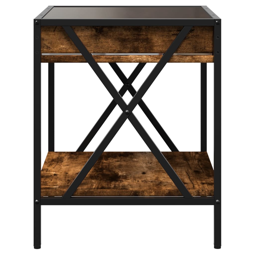 Coffee Table with Infinity LED Smoked Oak 40x40x49 cm