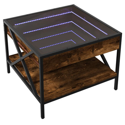 Coffee Table with Infinity LED Smoked Oak 50x50x38 cm