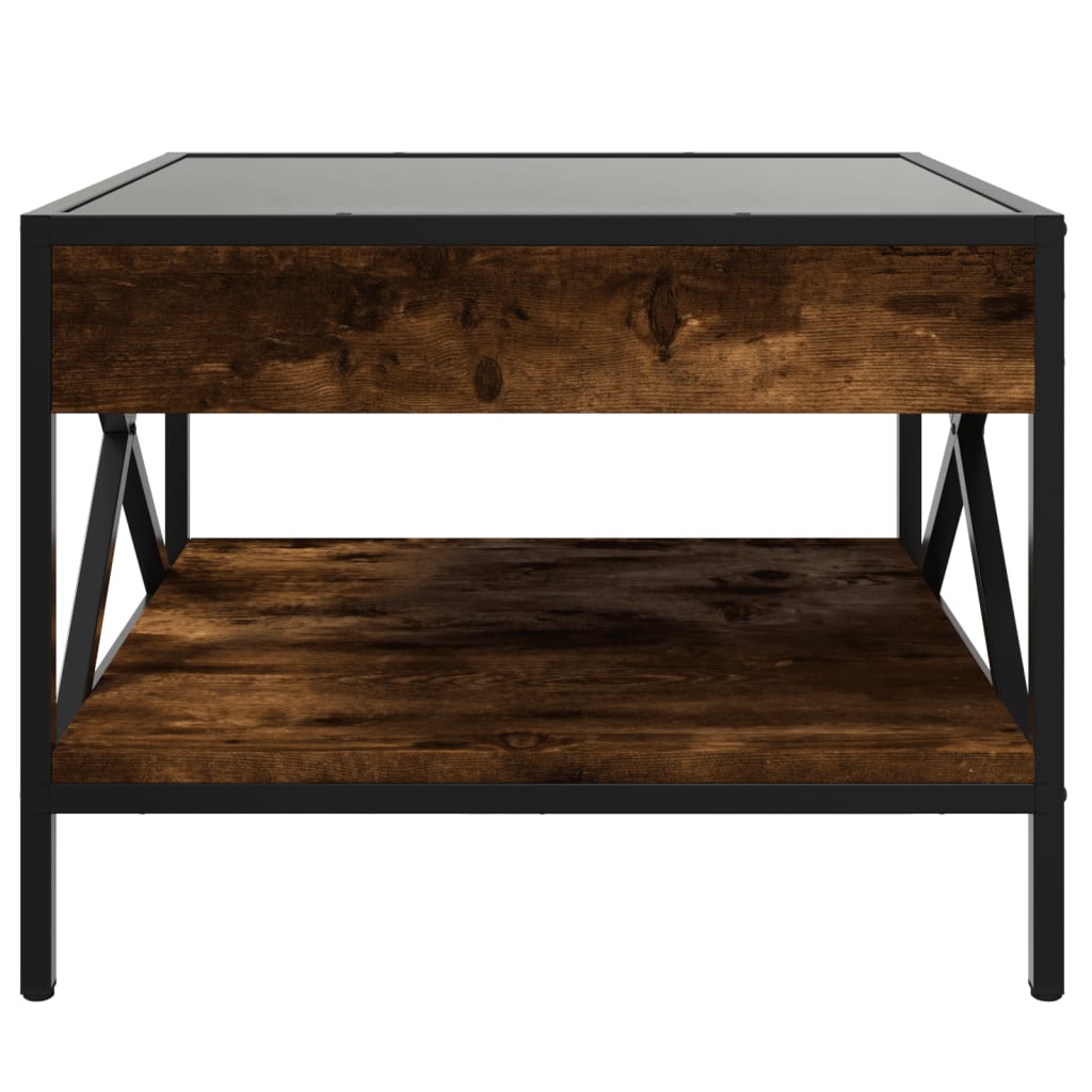 Coffee Table with Infinity LED Smoked Oak 50x50x38 cm