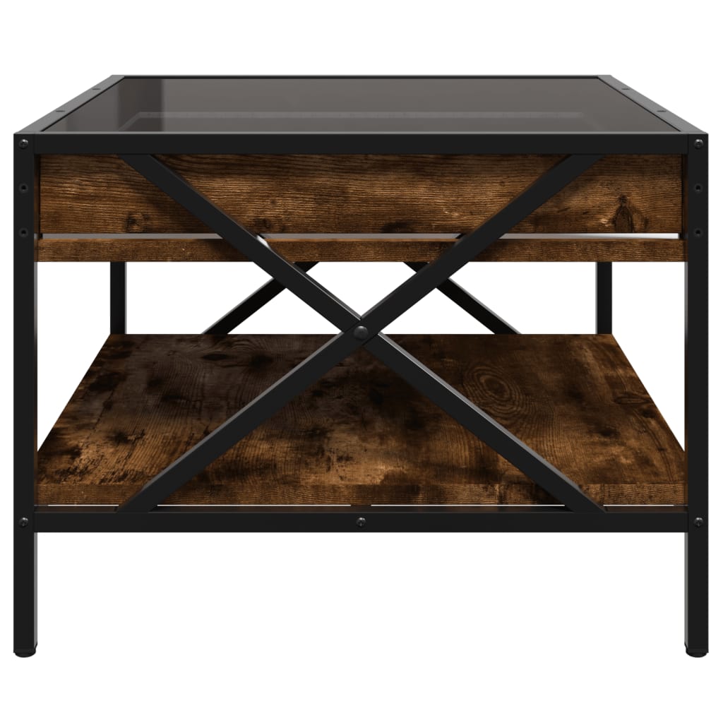 Coffee Table with Infinity LED Smoked Oak 50x50x38 cm