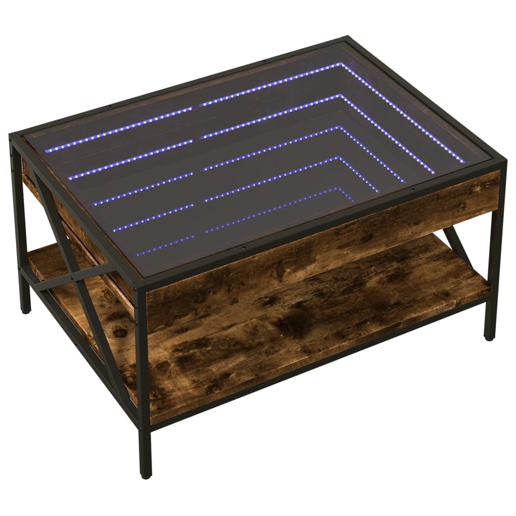 Coffee Table with Infinity LED Smoked Oak 70x50x38 cm