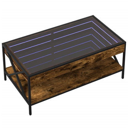 Coffee Table with Infinity LED Smoked Oak 90x50x38 cm