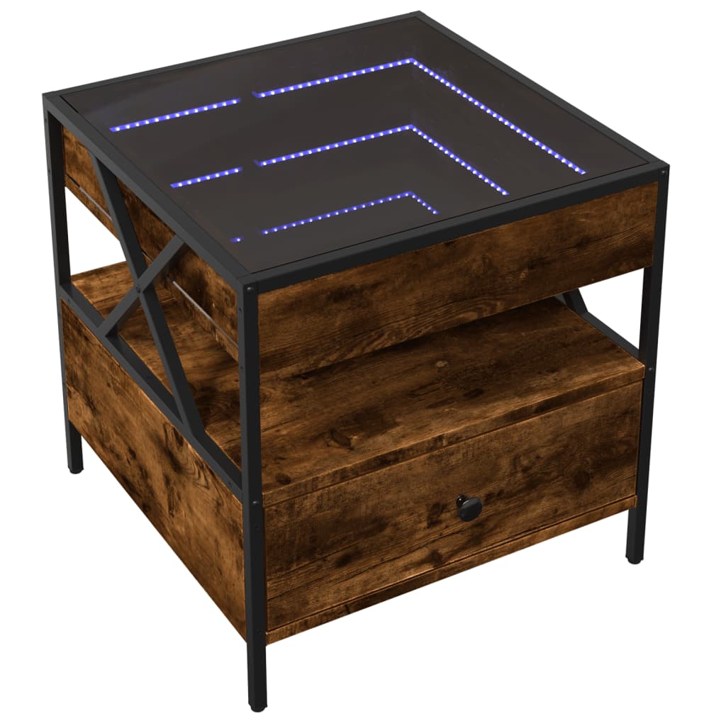 Coffee Table with Infinity LED Smoked Oak 50x50x51 cm