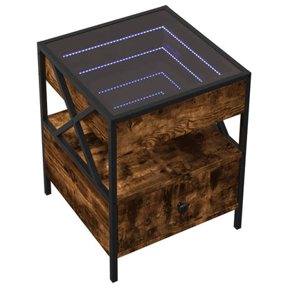 Coffee Table with Infinity LED Smoked Oak 40x40x51 cm