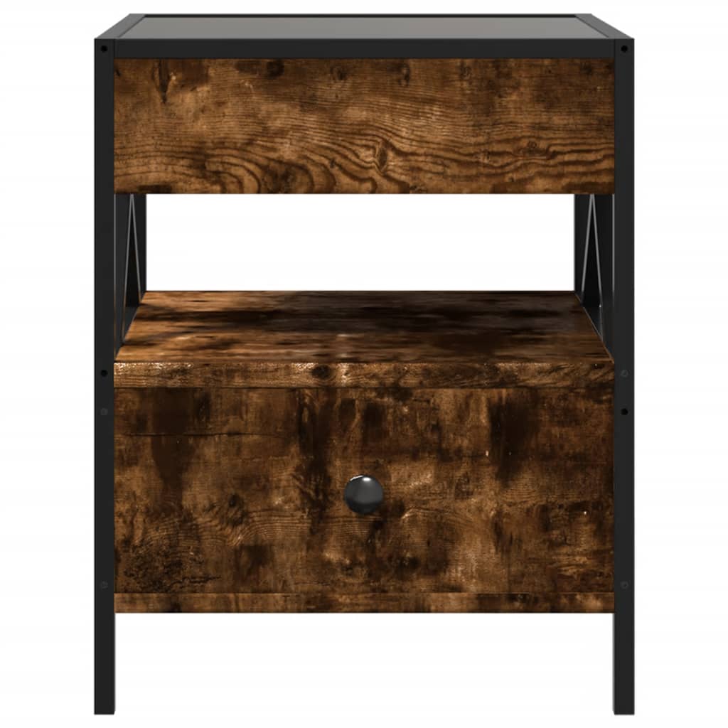 Coffee Table with Infinity LED Smoked Oak 40x40x51 cm