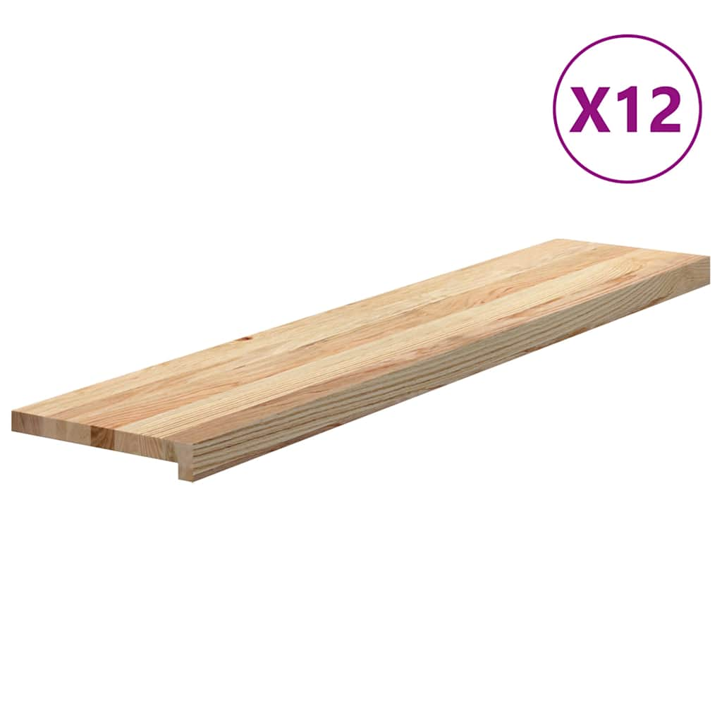 Stair Treads 12 pcs Untreated 120x25x2 cm Solid Wood Oak