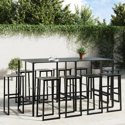 11 Piece Garden Bar Set Black Powder-coated Steel