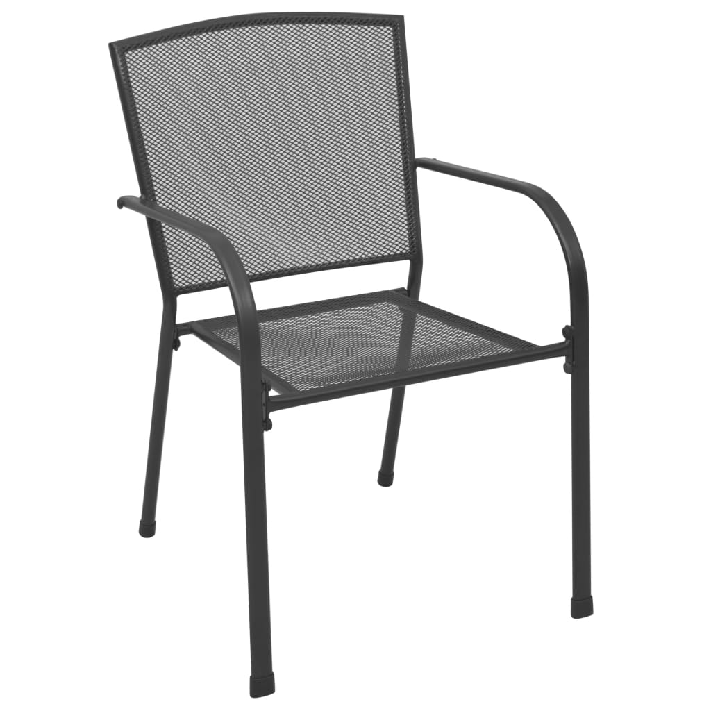 Stackable Garden Chair Set 5 pcs Anthracite Powder-coated Steel