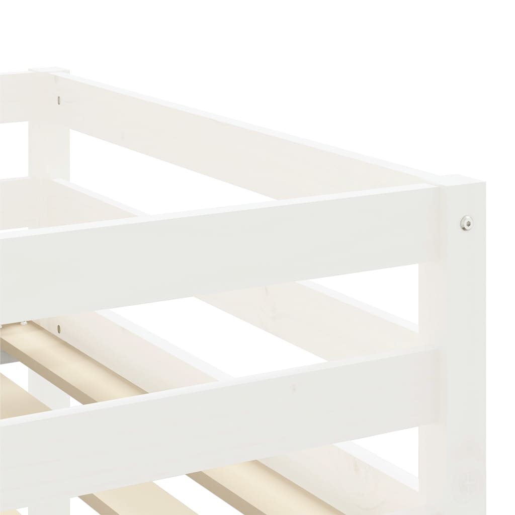 Kids' Loft Bed with Curtains White&Black 80x200 cm Solid Wood Pine