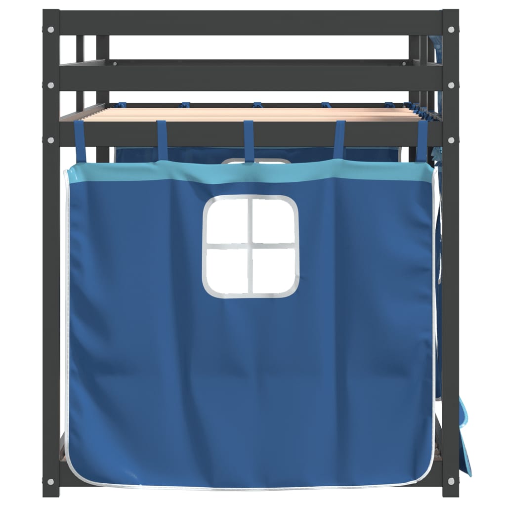 Bunk Bed with Curtains Blue 90x190 cm Solid Wood Pine