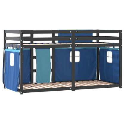 Bunk Bed with Curtains Blue 90x190 cm Solid Wood Pine