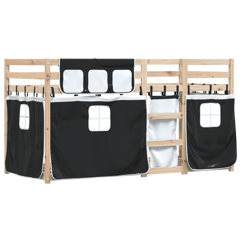 Bunk Bed without Mattress White&Black 90x190 cm Single Solid Wood Pine