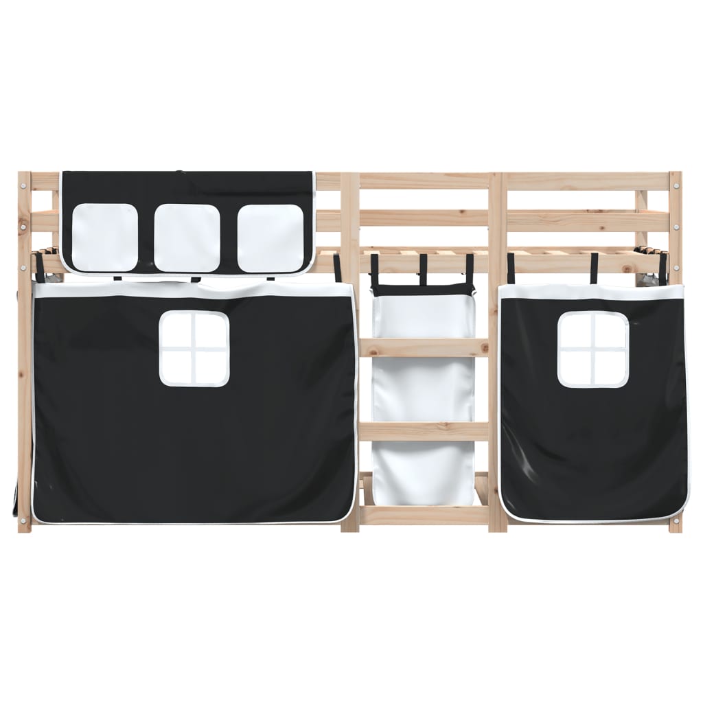 Bunk Bed without Mattress White&Black 90x190 cm Single Solid Wood Pine