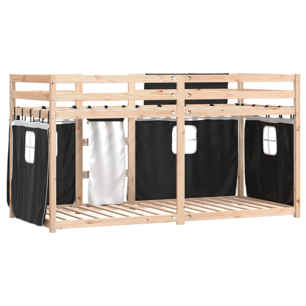 Bunk Bed without Mattress White&Black 90x190 cm Single Solid Wood Pine