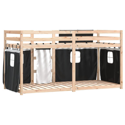 Bunk Bed without Mattress White&Black 90x190 cm Single Solid Wood Pine